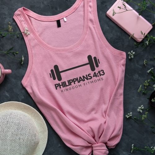 Pink Workout tank: Philippians 4:13